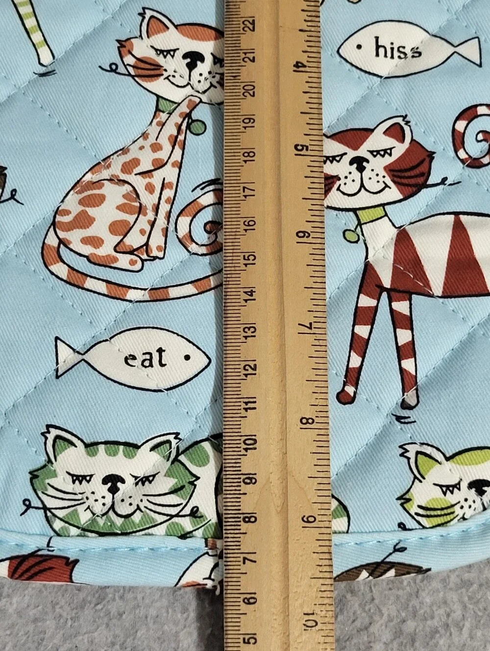Ritz Kitchen Wears Retro Cats Set 2 Potholders Hot Pads Blue Quilted Kitsch MCM